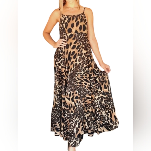 Leopard Print Maxi Dress Sz L / XL - Picture 1 of 7